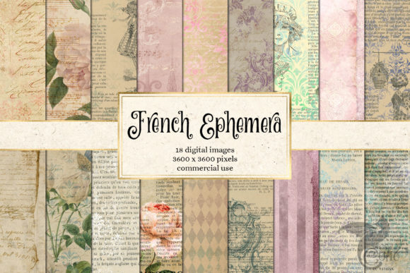 Download French Ephemera Digital Paper - Premium Resources