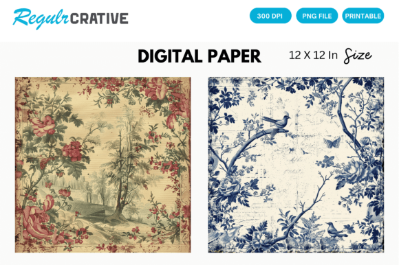 Download French Pastoral Romantic Digital Paper - Premium Resources