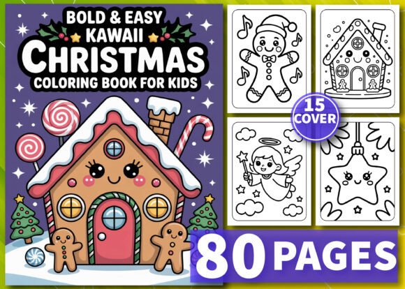 Download Bold &amp; Easy Kawaii Christmas Coloring - Old Collection