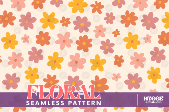 Download Retro Flowers Seamless Pattern Paper PNG - Retro flowers Collection