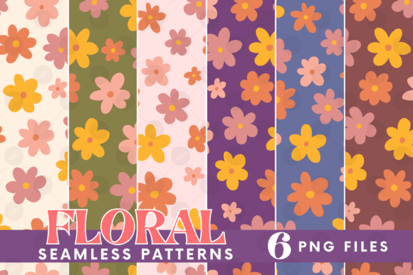 Download Retro Flowers Seamless Pattern Bundle - Retro flowers Collection