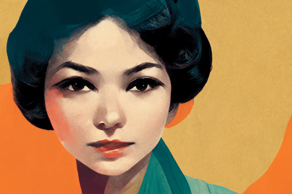 Download Elegant Asian Woman in a 60s Style - 60s Collection