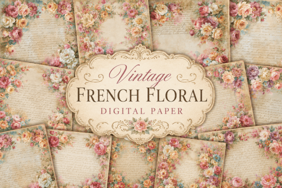 Download Vintage French Floral Digital Paper - Premium Resources