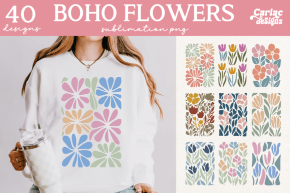 Download Retro Flowers Sublimation Bundle - Retro flowers Collection